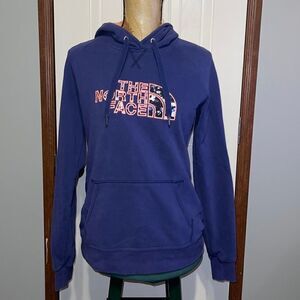 The North Face Purple & Pink Hooded Sweatshirt Hoody W/Floral Pattern In Logo